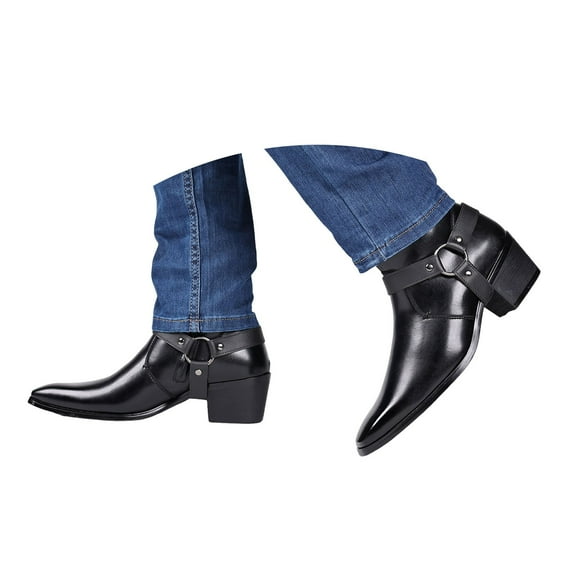 Mepaouo Mens Chelsea Boots Square Toe Western Cowboy Boots Comfy Leather Dress Boots for Men