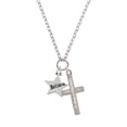 thumbnail image 2 of Delight Jewelry Silvertone Believe Star Be Strong and Courageous Engraved Cross Zoey Necklace, 28", 2 of 4