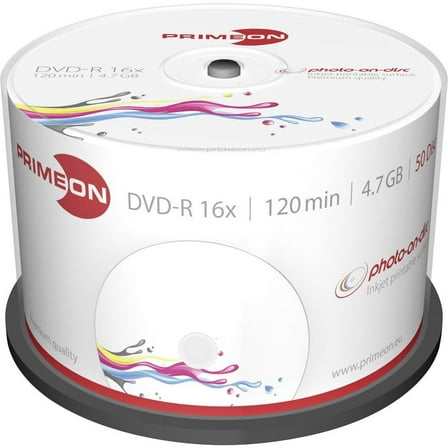 Primeon 2761206 DVD-R Blank Discs 16x Speed, 4.7GB, 120 Min, Spindle of 50 50er Spindel b (DVD)
