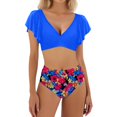 thumbnail image 1 of MKLEKYY Traje De Baño Mujer Natacion Women Ruffle High Waisted Swimsuit Two Piece Tropical Print Swimsuit Up Bathing Suit, 1 of 4
