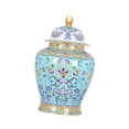 thumbnail image 4 of Jarrón de cerámica con forma de jengibre y flores con tapa, delicado, resistente al desgaste, multifunción, decorativo, para almacenar secos en Azul claro, 4 of 8