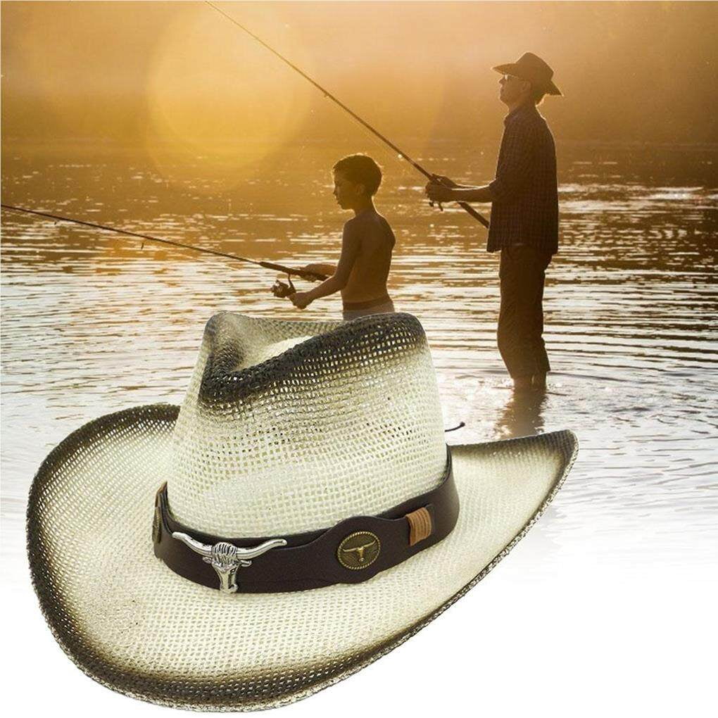 Cowboy Hat Classic Roll Up Brim Western Hats Men Shade Beach
