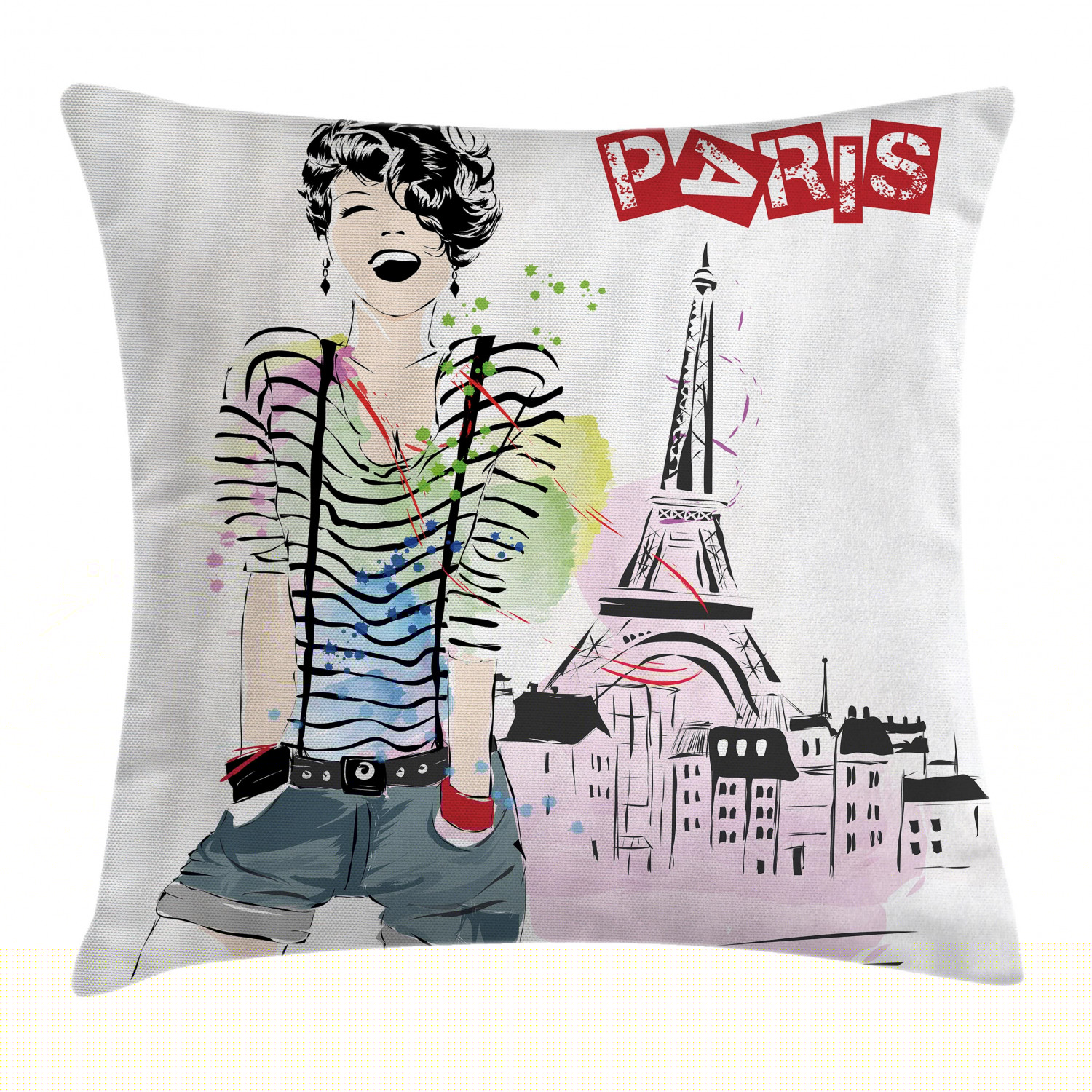 Fashion House Decor Throw Pillow Cushion Cover Sketch Of Fancy