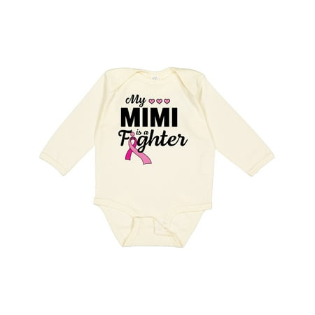 

Inktastic Breast Cancer Awareness My Mimi is a Fighter Gift Baby Boy or Baby Girl Long Sleeve Bodysuit