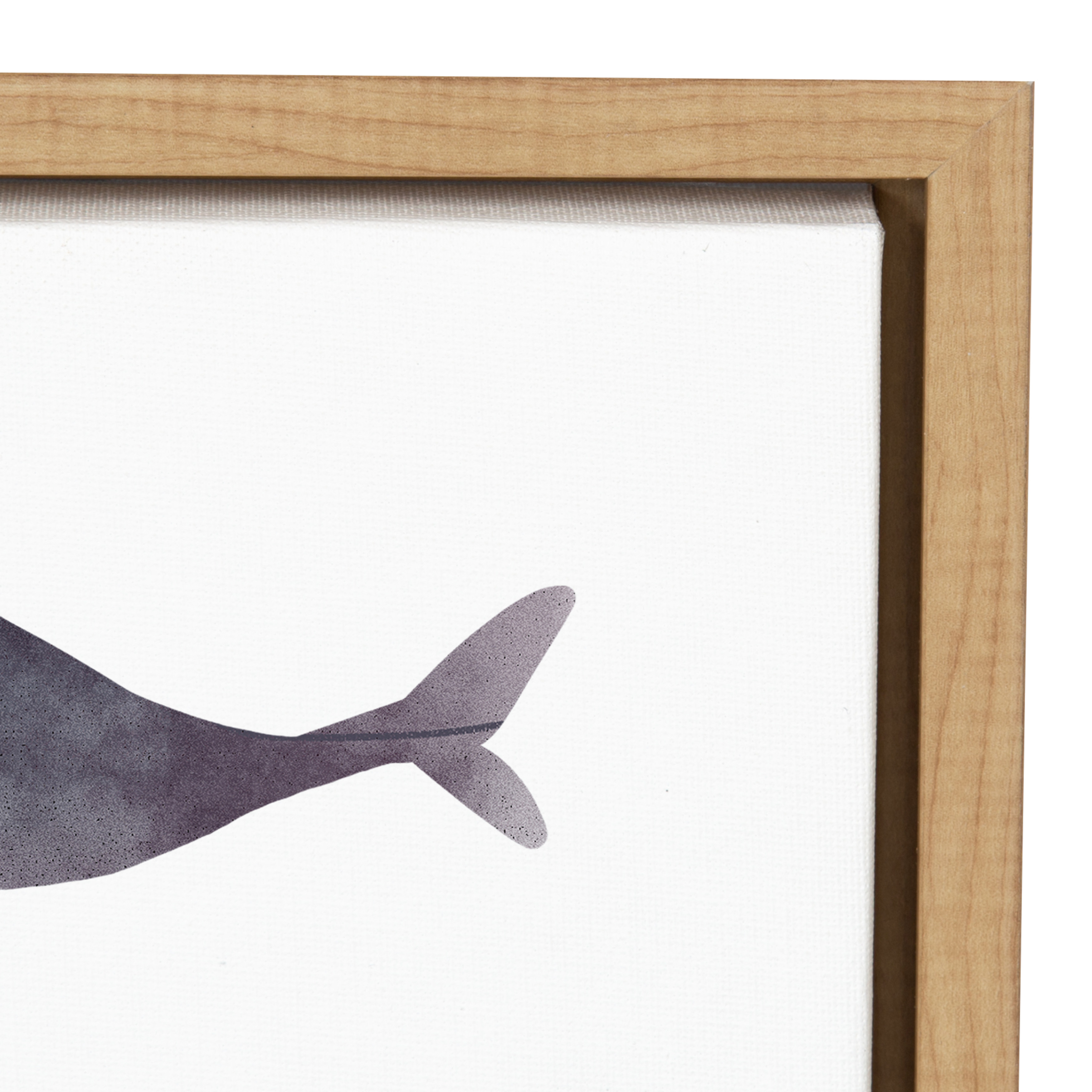Kate and Laurel Sylvie Watercolor Whales Art Framed Canvas Wall Art by Lida Larina, 18x24 Natural Ocean Beach