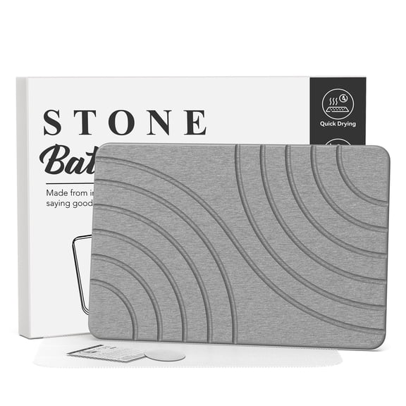 Stone Bath Mat, Diatomaceous Earth Non-Slip Super Absorbent Shower Mat, Quick Drying Diatomite Bathroom Floor Mat [23.5"×15.5" Gray]