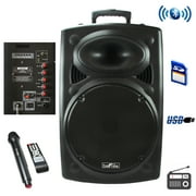 beFree Sound 15 Inch Woofer Portable Bluetooth Powered PA Tailgate Party Rechargeable Speaker