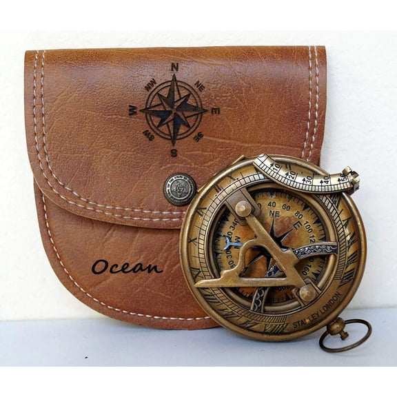Antique Brass Sundial Compass Vintage Ship Compass Personalized Gift Compass