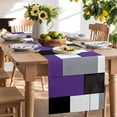 thumbnail image 2 of Table Runner 120 Inches Long for Kitchen Dining, Purple Grey Geometric Dresser Scarf Farmhouse, Dining Table Decorations for Wedding/Parties, Modern Black White Abstract Art 13 x 120 In, 2 of 8