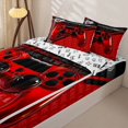 thumbnail image 3 of Erosebridal Game Controller Pattern Zipper Twin Comforter Sets with Fitted Sheet and 2 Pillowcases,Video Game Zipper Bedding Set,Red Black,Reversible, 3 of 6
