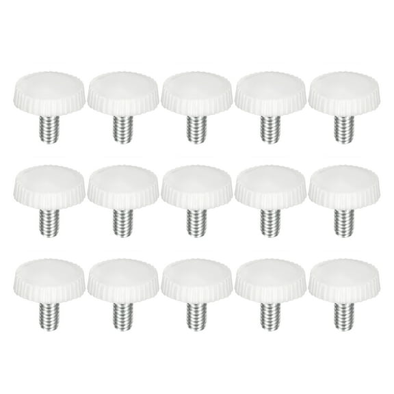 40Pack M4x8mm Threaded Knurled Thumb Screws, Zinc Plated Carbon Steel Clamping Knobs Grip, White