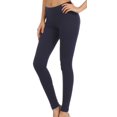 thumbnail image 3 of Sakkas Cotton Blend Solid Color Footless Stretch Leggings - Made in USA - Solid Navy - Large, 3 of 6
