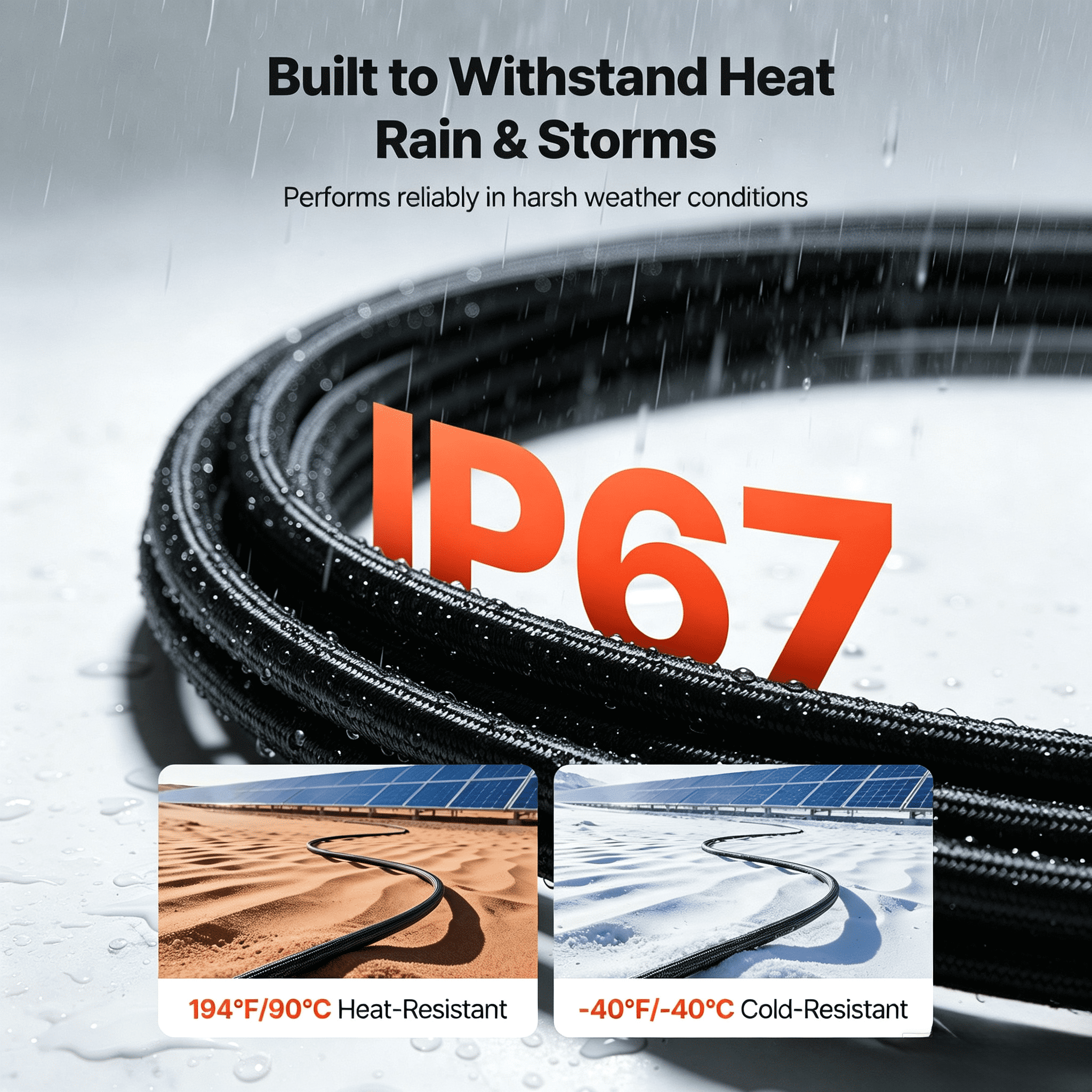 Solar Panel Extension Cable 30FT 10AWG MC4 Connectors TUV Certified IP67 Waterproof for Solar Systems