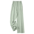 thumbnail image 2 of Wide Leg Pants Woman New Womens Casual Straight Leg Pants High Waist Button Dressy Trousers with Pockets Vacation Outfits Mint Green XL, 2 of 3