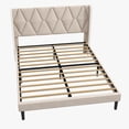 thumbnail image 2 of Queen Bed Frame Upholstered Platform Bed Frame with Headboard and No Box Spring Needed Wooden Slats Support Easy Assembly Additional Under Bed Storage Beige, 2 of 7