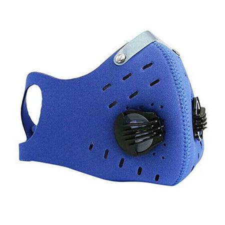 ASA TECHMED Reusable Dual Air Breathing Valve Face Mask Cover with Activated Carbon Filter (Blue Dual Valve)