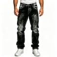 thumbnail image 2 of GrmtClth Men's Acid Wash Straight Leg Stacked Jeans, Snowflake Tie Dye Stretch Denim, Y2K Hip Hop Streetwear Baggy Pants with Pockets XL, 2 of 7