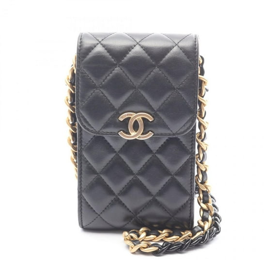Pre-Owned CHANEL Matelasse Shoulder Bag, Leather, Women's, Black (Good)