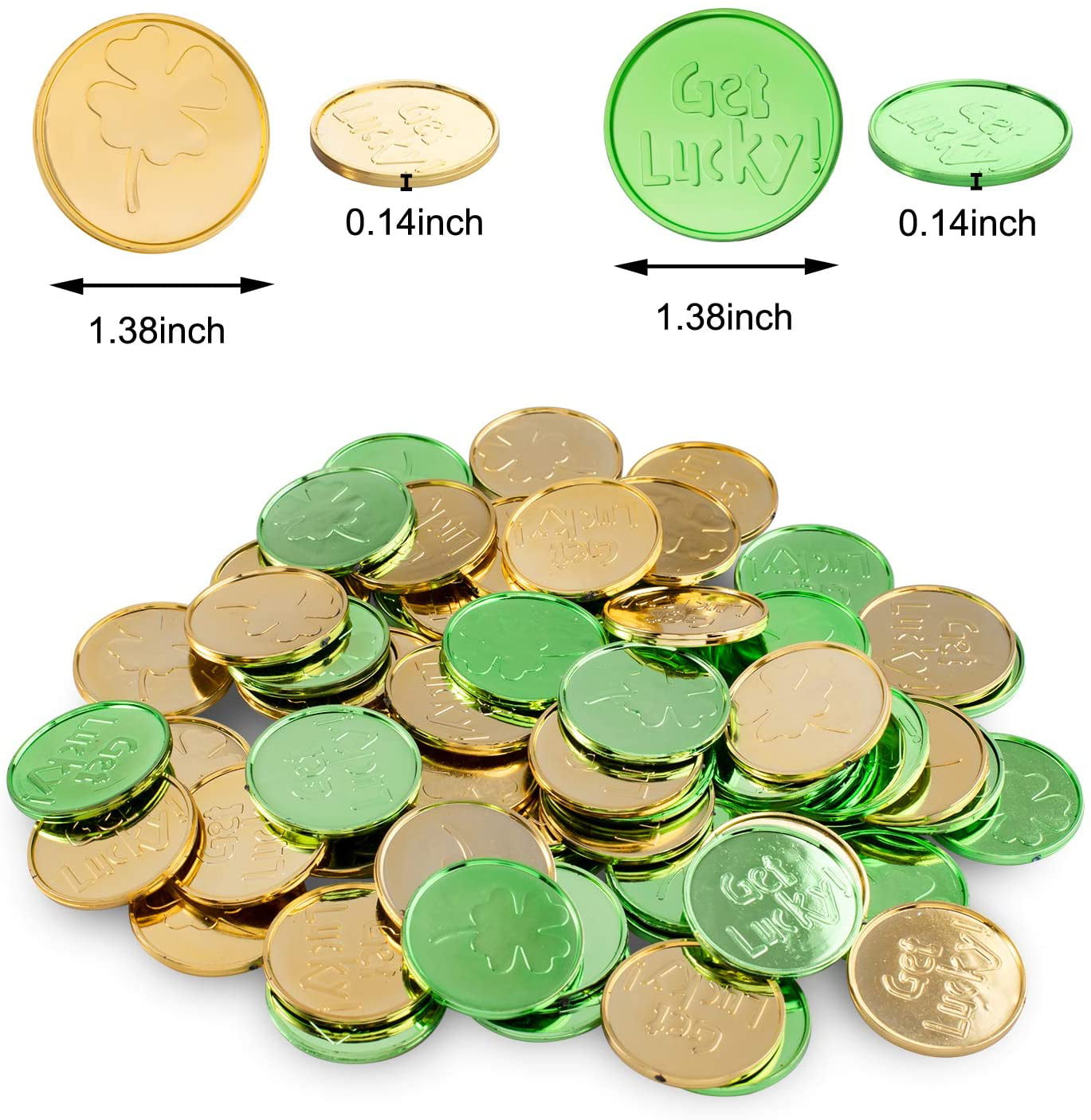 Saint Patricks Day  Gold Plastic Circle Shamrock Coins 30 ct Table Scatter Decor 