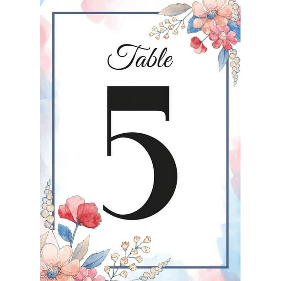 Watercolor Painting 51 Pieces Wedding Table Numbers Cardss 1-50 Double Sided with Head Table 4x6 inch Table Numbers for Wedding Reception/Party/Event