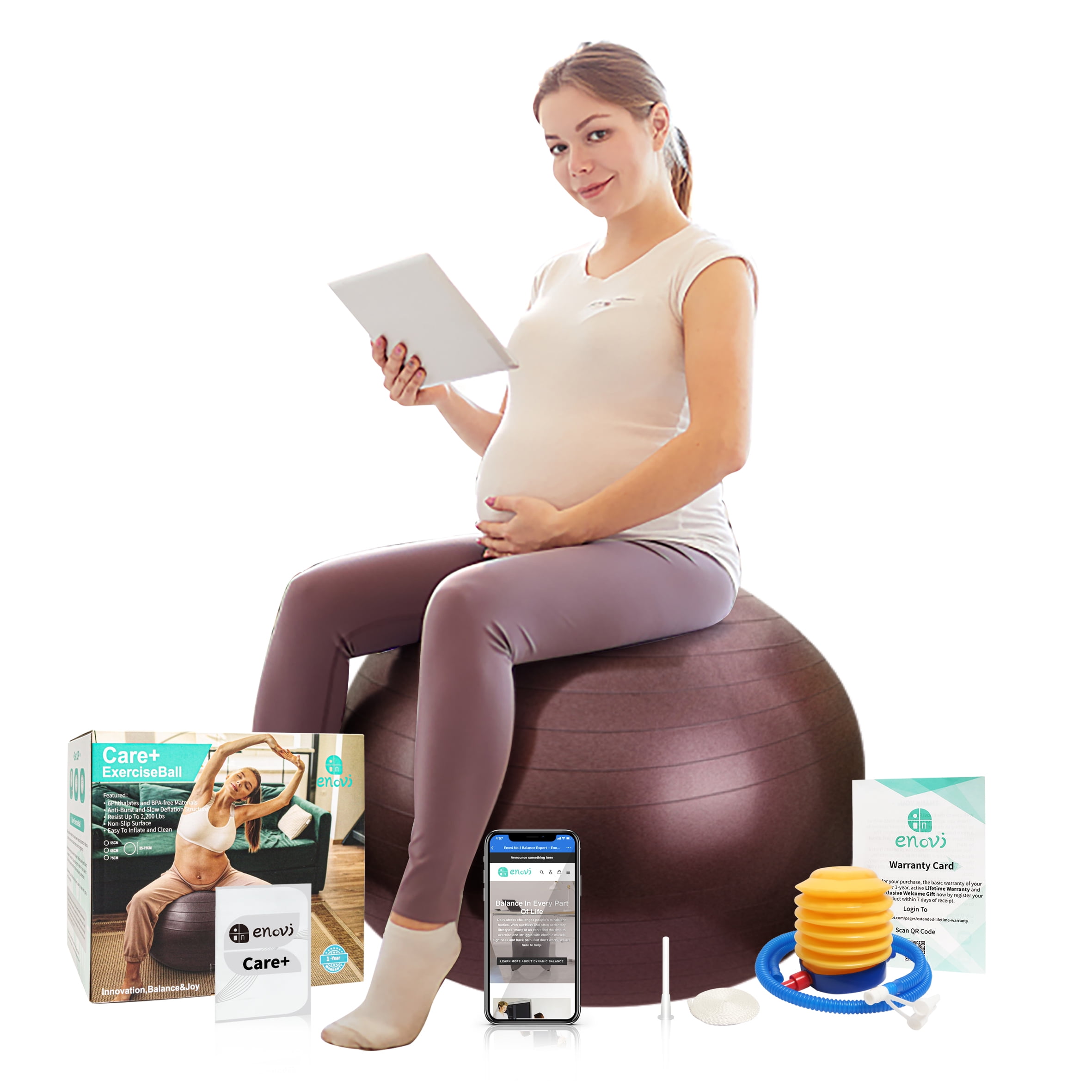 Enovi Care+ Birthing Ball, Yoga Ball for Pregnancy, Exercise Ball