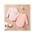 thumbnail image 3 of TSEXIEFOOFU 2Pcs Baby Girl Boy Romper Set Floral/Animals/Clouds/Rainbow Print Long Sleeve Bodysuit Spring Autumn Cute One-Piece Clothes, 3 of 9
