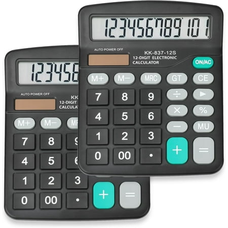 Pekkaxy Calculator Bulk, 12 Digits Calculators Desktop with Large LCD Display and Sensitive Butto, Solar and Battery Dual Power, Desk Calculator