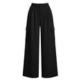 thumbnail image 4 of Women's High Waisted Pleated Wide Leg Cargo Pants Casual Loose Pocketed Work Trousers, 4 of 9