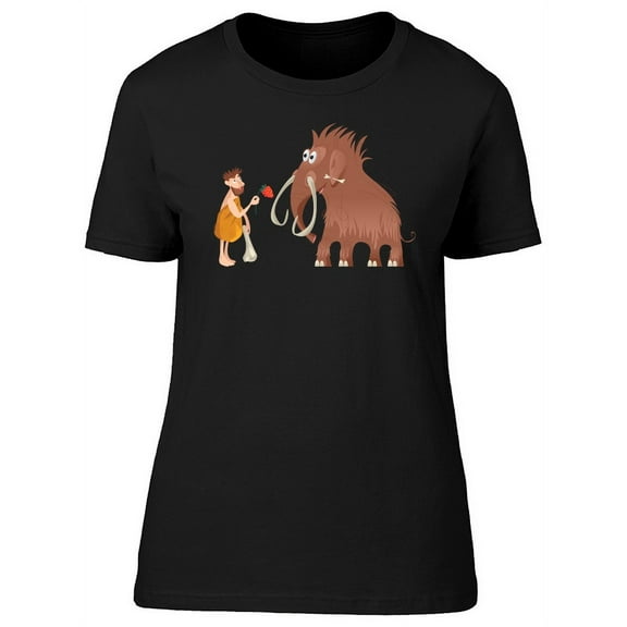Caveman And Mammoth, Cool T-Shirt Women -Image by Shutterstock, Female Large