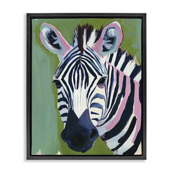 Stupell Industries Eclectic Funky Zebra over Green Black Floating Frame Canvas Art, 17 x 21, by The Prints Vibe