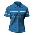 thumbnail image 4 of Cuoff Men's golf shirt casual sports V-neck short-sleeved polo shirt Blue M, 4 of 4