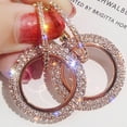 thumbnail image 3 of Fiudx Pendients In Diamantes Redondos In Moda con Purpurina y Diamantes Imitación de para Mujer, Pendientes de Aro con Diamantes para Mujer., 3 of 3