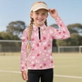 thumbnail image 3 of Psesaysky Pink Strawberry Floral Print Girls Half Zip Sweatshirt Cropped Pullover Hoodies Long Sleeve Zipper Sweatshirt Fall Winter Tops Athletic Thermal Coat 12-13 Years, 3 of 6