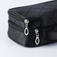 thumbnail image 4 of Bolsa de maquillaje de viaje – Estuche de maquillaje de piel organizador portátil para artistas con divisores ajustables para brochas de maquillaje, accesorios digitales, Negro, 4 of 5