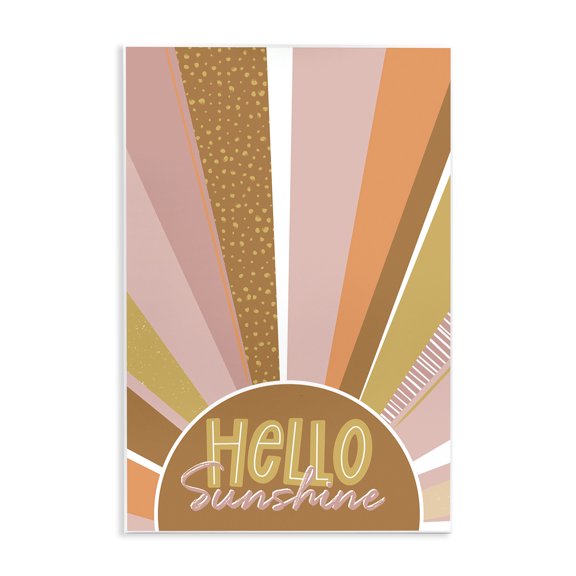 Stupell Industries Eclectic Hello Sunshine Phrase Patterned Summer Sunrays Wall Plaque Art, 13 x 19, by Angela Nickeas