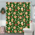 thumbnail image 6 of Christmas Shower Curtain Gingerbread Man Snowflake Holiday Bathroom Decor, Green Christmas Bathtub Curtain with Candy Cane Glove, Fun Cute Winter Bathroom Accessories 70X70IN, 6 of 6