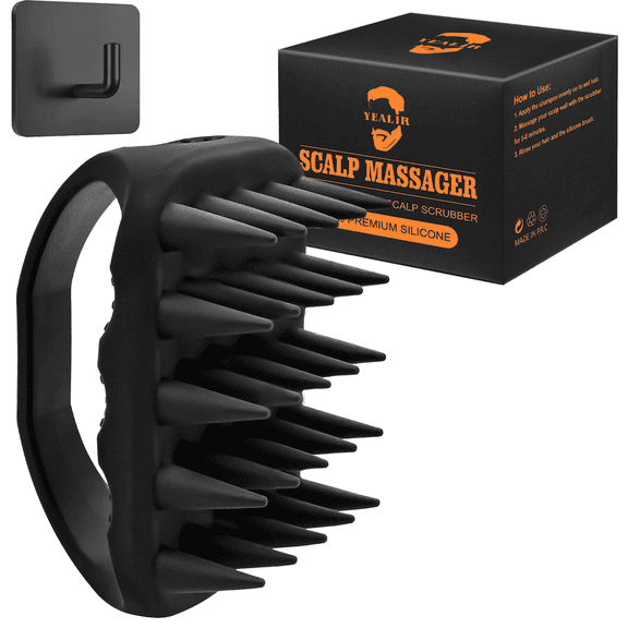Scalp Massager Shampoo Brush Silicone Beard Brush Scalp Scrubber for Dandruff & Build Up, Scalp Massager Hair Growth - 100% Silicone, Plastic Free Include Hook