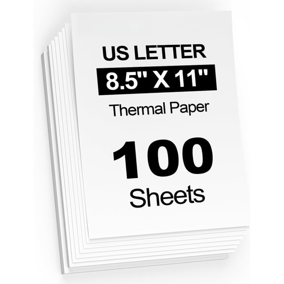 100 Sheets Thermal Printer Paper, 8.5-x-11-inch Thermal Printing Paper White Letter Size - For Portable Printers JADENS/Itari MUNBYN, Quick-Dry,