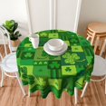 thumbnail image 2 of St.Patrick''s Day Round Tablecloth 60 Inch Green Shamrock Table Cover Washable Polyester for Dining Table, Buffet Parties and Camping, 2 of 6
