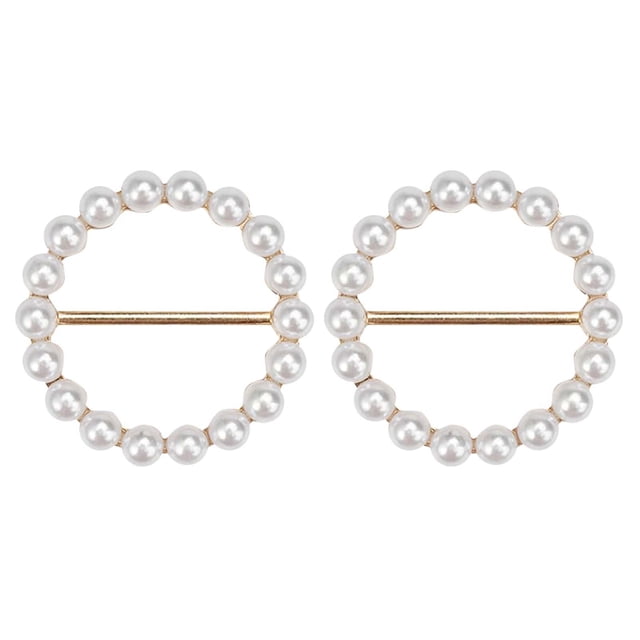 Stylish Fashion Scarf Clip With High End Clothing Accessory Ring Pearl And Rhinestone Decoration(Gold Plating)