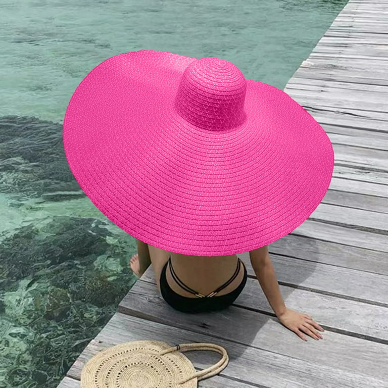 Skpblutn Sun Hat Fashion Large Sunbeach Anti-Uv Sun Protection Hat Caps Hot  Pink 