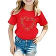 thumbnail image 1 of XEGLSBU Shirts for Girls 7-8 Size Girls Casual Short Sleeve Crewneck T Shirt Top Soft Comfortable Kids Tee with Print for Play and School Activities Red Size 11-12 Years, 1 of 3