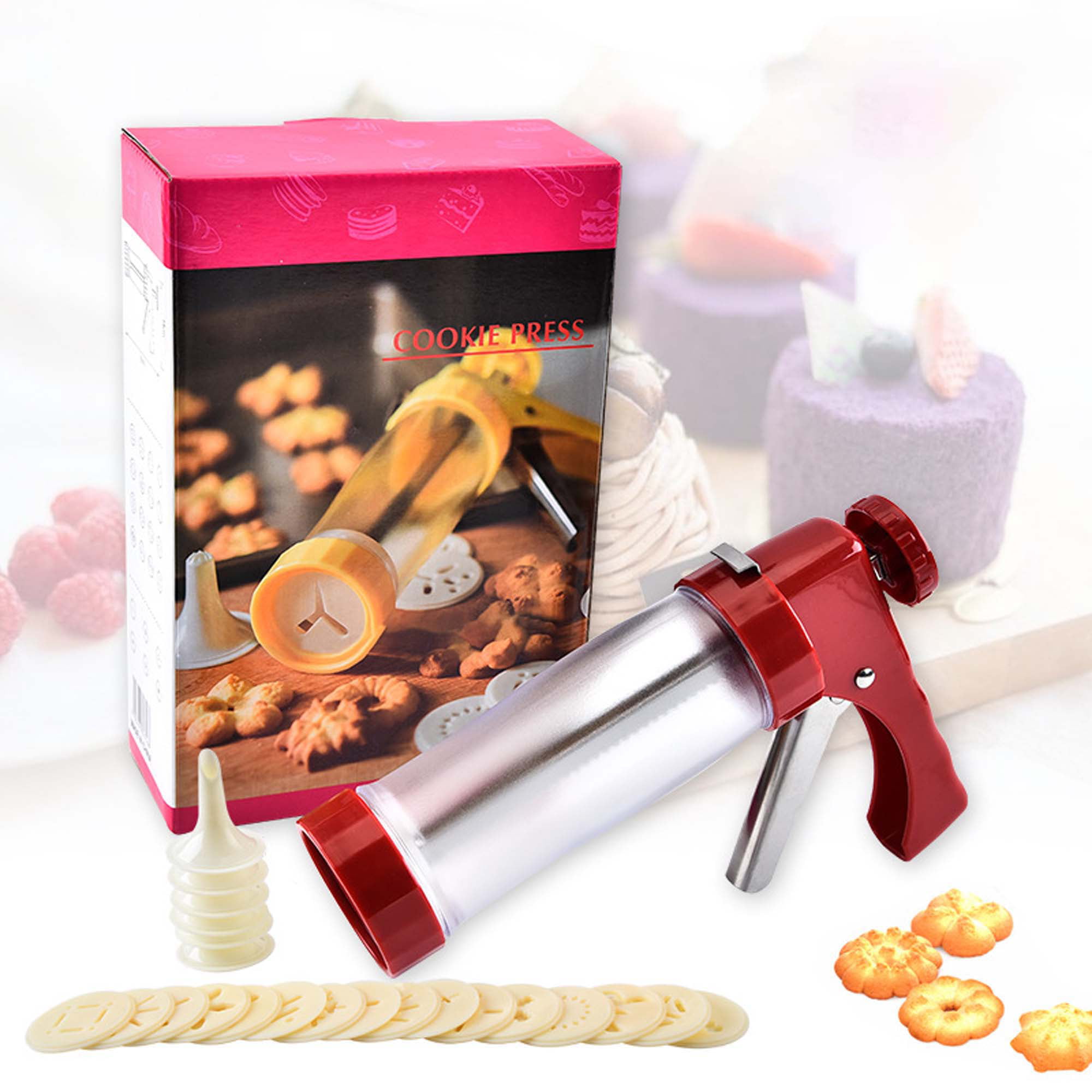 Biscuit Press Gun Rostfritt stål Spritz Biscuit Maker Machine 8c0c