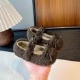 thumbnail image 4 of Kids Girl's Slip On Plush Mary Jane Shoes Fleece Lined Non Slip Loafers Toddler Cute Bowknot Princess Dress Shoes Brown Size 9 Toddler, 4 of 7