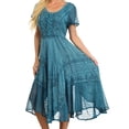 thumbnail image 4 of Sakkas Marigold Embroidered Fairy Dress - Turquoise - One Size Regular, 4 of 5