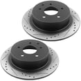 thumbnail image 2 of Rear Drilled & Slotted Disc Brake Rotors + Ceramic Pads + Cleaner & Fluid Fits for Nissan Altima/Juke/Maxima/sentra, Renault Safrane Fits select: 2015 NISSAN ALTIMA 2.5/S/SV/SL, 2 of 5