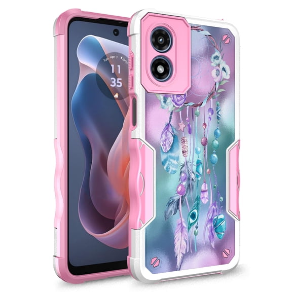 Rosebono Compatible With Motorola Moto G60/G60S Case, Hybrid Dual Layer Graphic Design Pattern Heavy Duty Protection Case For Motorola Moto G60/G60S (Dream Catcher)