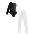 thumbnail image 3 of MSemis Kids Girls 2 Pieces Dance Gymnastics Leotard Unitard with Full Length Leggings White 10, 3 of 7