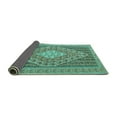 thumbnail image 2 of Ahgly Company Indoor Square Medallion Turquoise Blue Traditional Area Rugs, 6' Square, 2 of 4