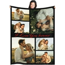 Custom Blanket with Photos Customized Blanket Personalized Blanket Gifts for Mom, Dad,Christmas, Birthday(1-Photo, 72 * 54in)
